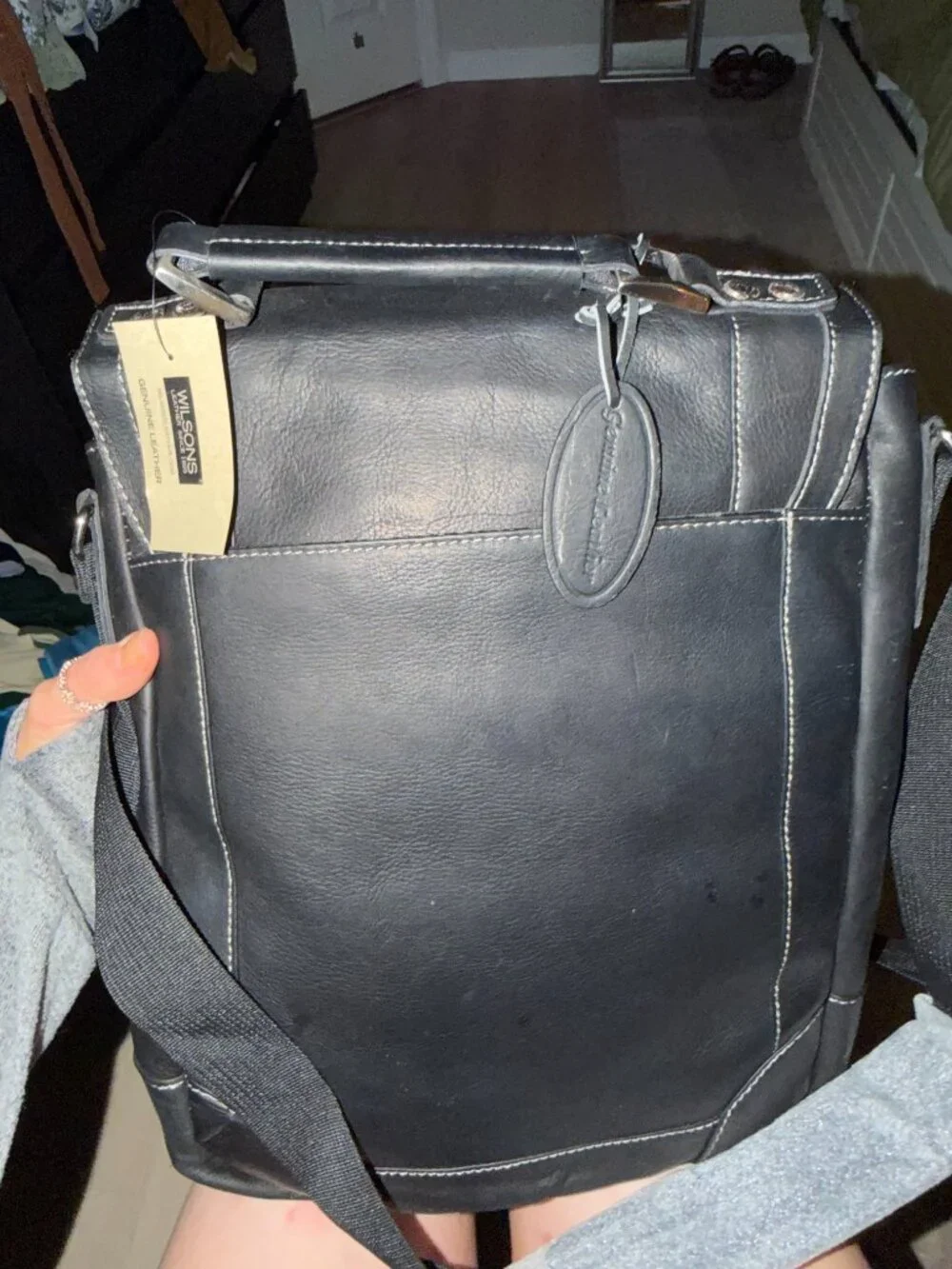 Wilsons Genuine Black Leather Professional Conference Laptop Bag